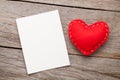 Photo frame or greeting card and handmaded valentines day toy he Royalty Free Stock Photo