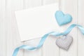 Photo frame or greeting card and handmaded valentines day toy he Royalty Free Stock Photo