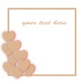 Photo frame with hearts made of cardboard Royalty Free Stock Photo