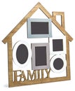 Photo Frame House consists of five frames and the text Family