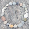 Texture of gravel stones on ground backgroundframe made of stones on stone background