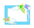 Photo Frame or Picture Frame Decorated with Clouds and Flying Kites Vector Illustration Royalty Free Stock Photo