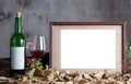 Photo frame with red wine Royalty Free Stock Photo