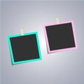 Photo frame with sticky tape on isolate background Royalty Free Stock Photo
