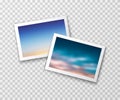 Photo frames with blurred landscapes. Vector photography template. Nostalgia background