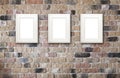 Photo frames on brick wall Royalty Free Stock Photo