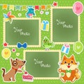Photo Frames For Kids. Decorative Template For Baby, Family Or Memories. Scrapbook Vector Illustration.