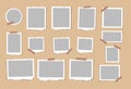 Photo frames pictures collage. Empty photo templates illustrations with shadows and with ragged edges. Vector collection. Vector