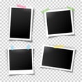 Photo frames set fixed with adhesive tape. Vector illustration Royalty Free Stock Photo
