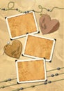 Photo frameworks, hearts, beads. Royalty Free Stock Photo