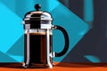 Photo of a French press coffee maker on a table Royalty Free Stock Photo