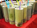 Fresh Fruit Juice in Bamboo Tubes