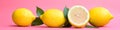 Photo of fresh lemon on colour background