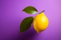 Photo of fresh lemon on colour background