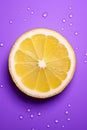 Photo of fresh lemon on colour background