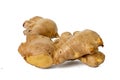 Photo of fresh raw fresh gingers taken with a high-resolution camera using the focus-stacking technique on a white background Royalty Free Stock Photo