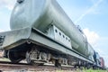 Photo of fuel carriages with blue sky, they are used to carry liquid fuel and gas