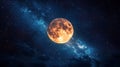 Photo full moon in night sky beautiful galaxies background Royalty Free Stock Photo