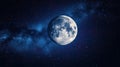 Photo full moon in night sky beautiful galaxies background Royalty Free Stock Photo