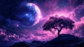 Photo full moon in night sky beautiful galaxies background Royalty Free Stock Photo
