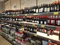 A photo of full wine shelves in an Aldi supermarket in Germany during the Corona crisis.