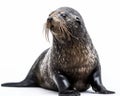 photo of fur seal isolated on white background. Generative AI