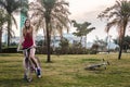 Girl with her Bike at Villa-Lobos Park in San Paulo Sao Paulo, Royalty Free Stock Photo