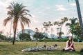 Girl with her Bike at Villa-Lobos Park in San Paulo Sao Paulo, Royalty Free Stock Photo