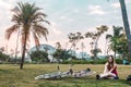 Girl with her Bike at Villa-Lobos Park in San Paulo Sao Paulo, Royalty Free Stock Photo