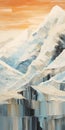 Vibrant Impasto Glacier Painting With Textured Detail And Warm Color Palettes