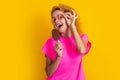 photo of glad woman with icelolly ice cream at summer. woman with icelolly ice cream