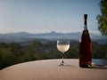 Glass of whine and a whine bottle Royalty Free Stock Photo