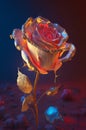 a photo of a glowing colorful magical chromatic rose generative AI