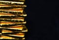 Photo a gold bars on black background, copy space Royalty Free Stock Photo