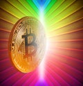 Bitcoin digital cryptocurrency gold coin Royalty Free Stock Photo