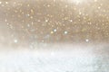 Photo gold and silver glitter lights background Royalty Free Stock Photo