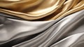 Organic Flowing Forms: Silver And Gold Fabric Surface Background