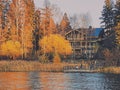 Autumn landscape - pond in Odintsovo (Russia).