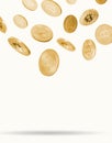 Photo Golden Bitcoins on white background