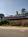 A goods train on railway tract