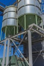 Grain Huge metal silos.. Agricultural Industrial Background