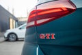 Photo of green car Volkswagen Golf GTI on the street Royalty Free Stock Photo