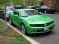 Pretty Green Chevrolet Camaro Parked on a Quiet Street