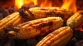 Photo of grilled corn on the cob cooking on a barbecue grill