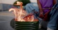 A photo of grilling sausages