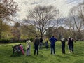 Group of People Looking at the Partial Solar Eclipse in Washington DC Royalty Free Stock Photo