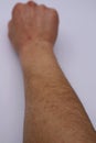 Hairy Japanese man's arm closeup