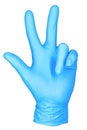 Photo hand insulated glove gesture of peace two fingers / hand in the position of the gesture of peace two fingers