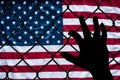 A symbolic representation of immigrants and the united states of america Royalty Free Stock Photo
