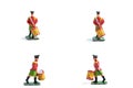 4 in 1 image of handmade tin soldiers with drum on the white background